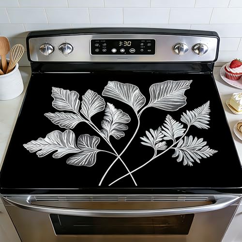 BVBOX Stove Top Cover for Electric Stove, 28" x 20" Glass Cooktop Protector Mat with Hanging Loops, Anti-Scratch Non-Slip Dish Drying Mat, Washable Countertop Pad