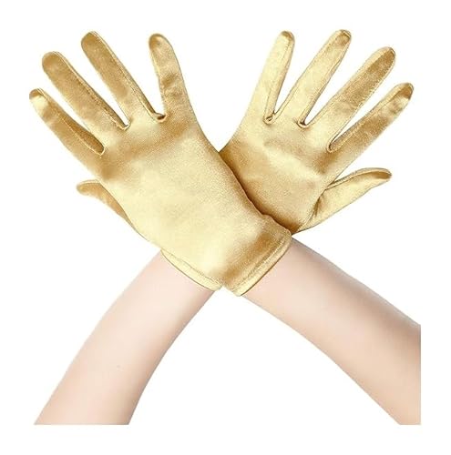 IHLOOTD Guantes Halloween Dorados Estilo Corto Hombre Mujer Cuero para Navidad, Carnaval, Fiestas Temáticas, Cosplay, Disfraces, Bailes de Graduación, Espectáculos, Óperas Festivas