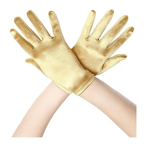 Goldene Handschuhe Halloween Glänzende Goldener Handschuh Halloween Gold Gloves Handschuhe Kostüm für 1920s Style Cosplay, Karneval Kostüm, Opera Look