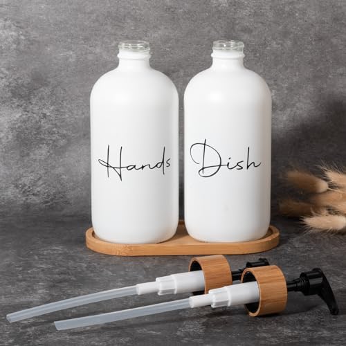 image for UUJOLY 17 oz Hand Soap Dispenser Empty Glass Lotion Pump Bottles, Refi