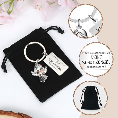 Cadimus Schutzengel Schlüsselanhänger,Führerschein Schlüsselanhänger mit Engel,Auto Schutzengel Glücksbringer,Fahr Vorsichtig,Geschenke Für Partner Papa Mama Beste Freundin