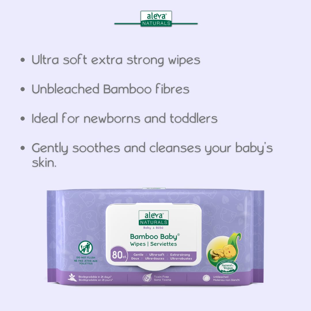 Aleva Naturals Bamboo Baby Wipes - 80 ct