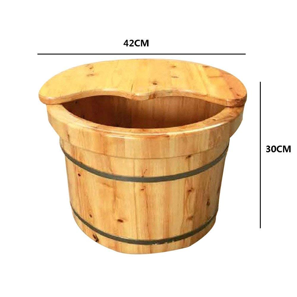 Secchio per pediluvio in legno naturale, lavabo per pedicure Secchio per pediluvio al vapore Fumigazione per pediluvio Barile per pedicure per la salute domestica Barile per pedicure in rovere Bacino