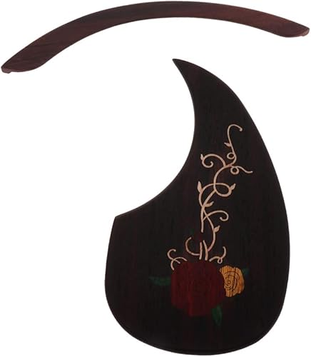 DOLITY Rosenholz Pickguard Schlagschutz mit Gitarrenarmlehne Carved Inlay Panel fA r Akustikgitarre