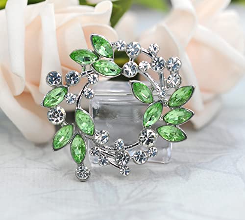 Image of Gyn&Joy Clear Crystal Rhinestone Floral Wreath Pin Brooch BZ005