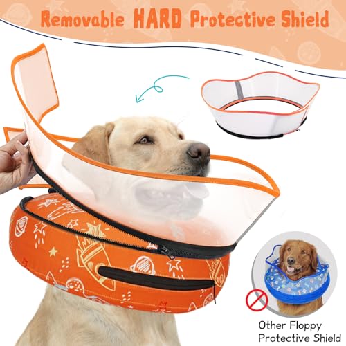 Image of Elevated Inflatable Dog Cone Collar to Stop Licking, Dog Donut Collar After Surgery, Soft Pet Cone Alternative for Small Medium Large Dogs