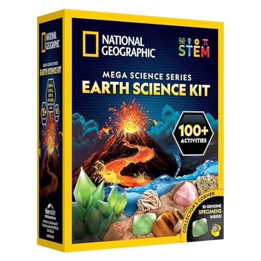 NATIONAL GEOGRAPHIC Earth Science Kit - Over 15 Science Experiments & STEM Activities for Kids, Crystal Growing, Erupting Volcanos, 2 Dig Kits & 10 Genuine Specimens, a Great STEM Science Kit