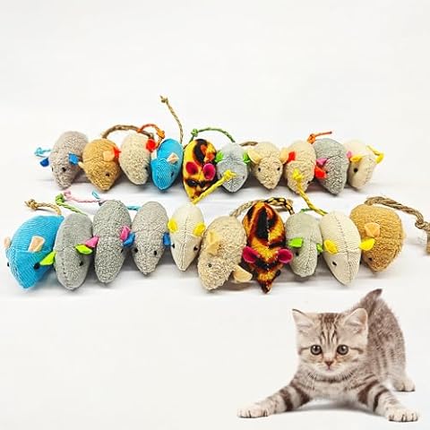 LONMATO Catnip Cat Toys, 20 Count Catnip Toys Mice for Cats, Plush Catnip Filled Cat Mouse Toys Cat Mice & Animals Toys for Indoor Cats and Kittens Cat Chew Toy for Exercise for Pet Cover