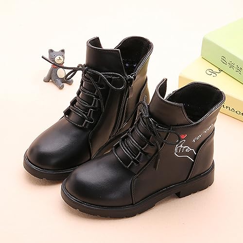 Girls Short Ankle Boots Side Zipper Lace up Work Boots Waterproof Combat Boots Work Boots for Boys Girls3