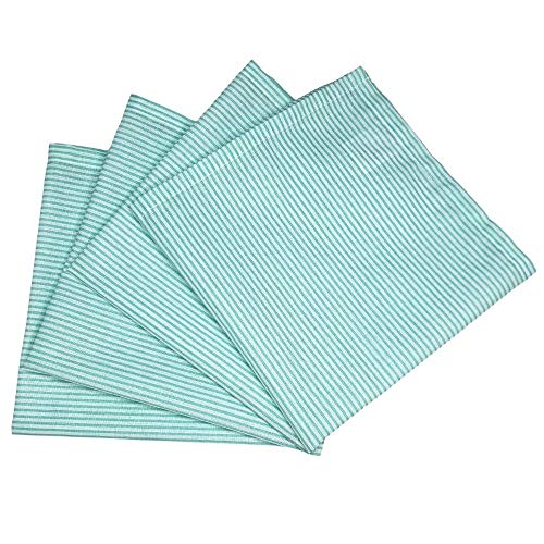 Kit 4 Guardanapos de Tecido Algodão Listrado Verde Água 39cmx39cm