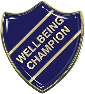 Wellbeing Champion Gel Domed Blue School Shield Badge