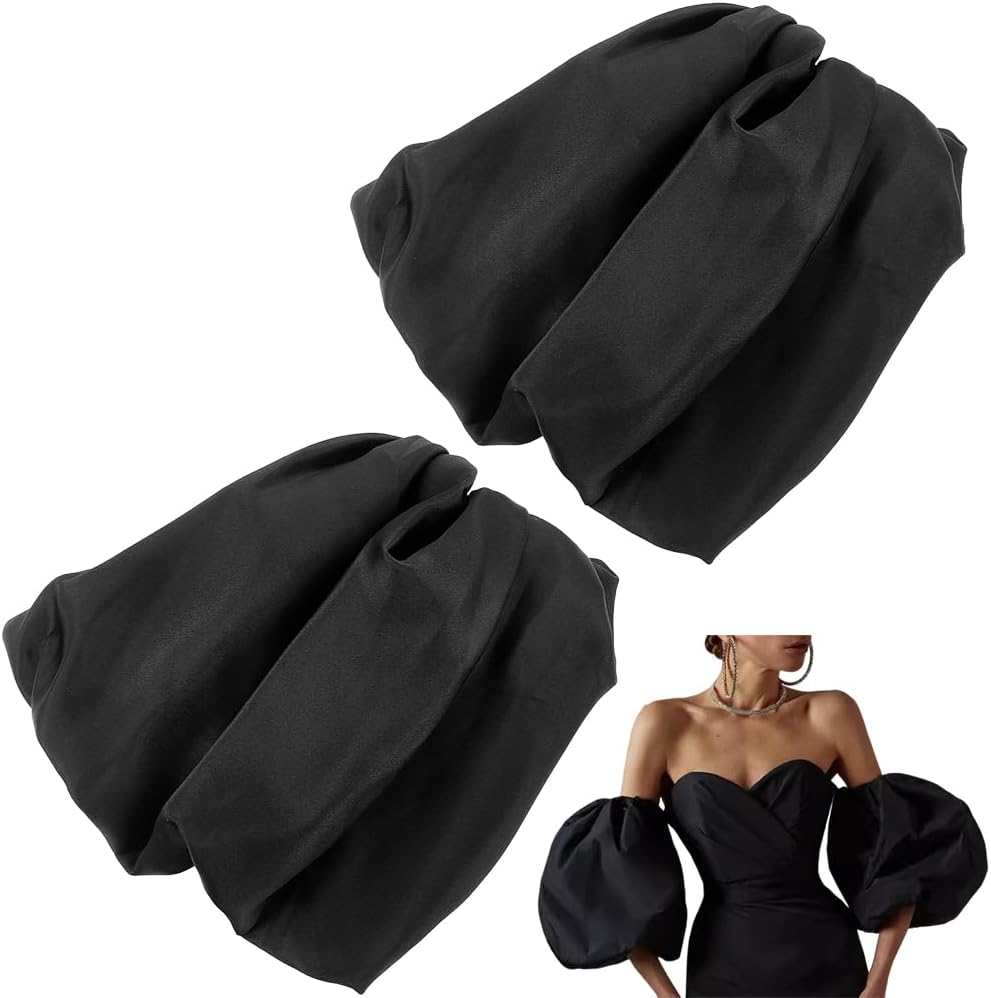 GORGECRAFT Satin Short Bridal Sleeve Removable Puff Sleeves Handmade Detachable Elegant Wedding Accessories Sleeve