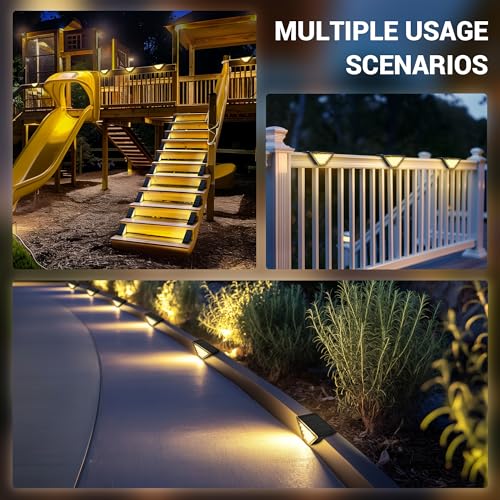 PATIOWIN 6 Pack Solar Step Lights for Outside, 24 LEDs Solar Stair Lights Waterproof IP65, Solar Deck Lights Outdoor Decor for Garden, Porch, Pathway, Patio, Fence, Balcony(Warm White) by PATIOWIN - Image 6