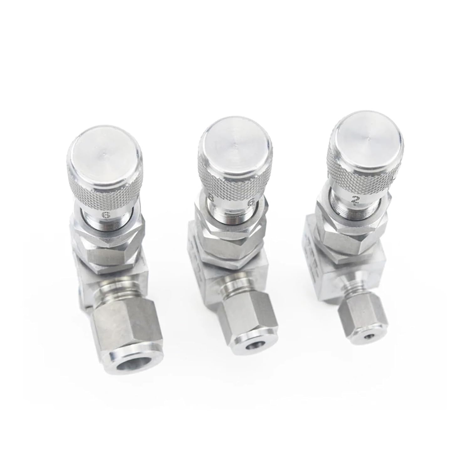 3/4/6/8/12mm 1/16" 1/8" 1/4" 3/8" Stainless Steel 304 Needle Valve Micro Flow Regulating Metering Valve Controller Water Gas(1.59mm 1l16 Inch,HIGH Precision_Straight)