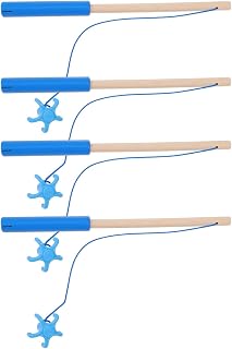 Toddmomy 4 unids madera magnético cañas de pescar varillas magnéticas de madera pesca niños juguetes pesca con gancho magnético para juego de pesca niños niñas
