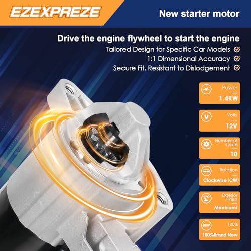 Image of Ezexpreze 17948 New Starter Motor Replacement for 2009-2020 Dodge Durango Ram 1500 2500 3500 4000 Jeep Commander Grand Cherokee 5.7 V8 Engine OE#: 56044736AB 56044736AC R6044736AC M0T20972 M0T23271