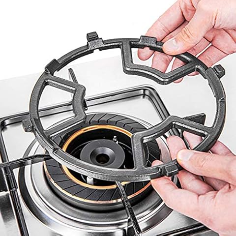 Reyhoar Non Slip Gas Ring Reducer, Burner Grate for Butter Warmer/Small Saucepan, Cast Iron Wok Support Ring- Compatible with Most Gas Stove Range Cooktop, 7.5 Inch, Black Cover