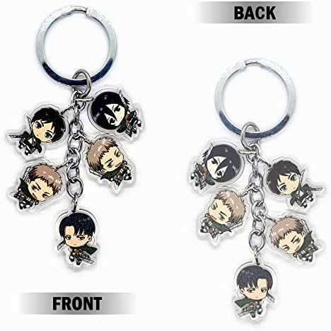 LizMatech Attack On Titan Anime Acrylic Keychain, Cute Anime Keychains Acrylic Keychains Double-Sided Pattern Cute/Small Phone Keyring Accessory Attack On Titan Keyring