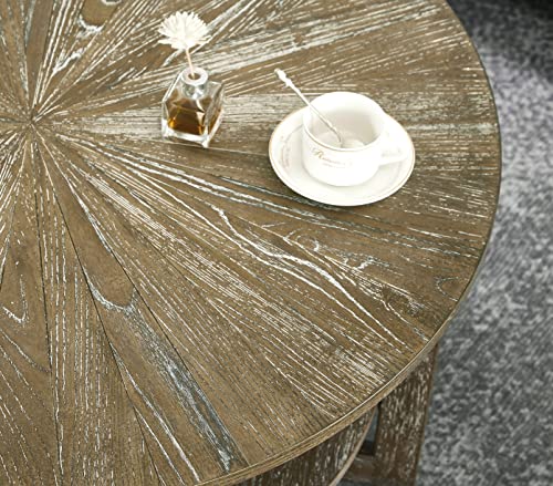 Gexpusm Round Wood Coffee Table, Natural Wood Coffee Table, Round Solid Wood Center Large Circle Coffee Table For Living Room, 35.3X35.3X17.8In #TOP4