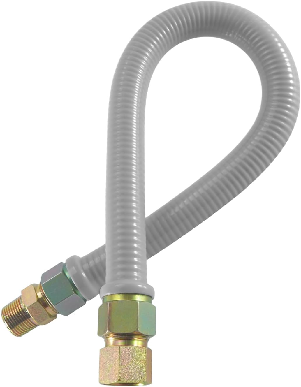 24" Gas Flex Line 3/4" MIP x 3/4" FIP, Flexible Gas Connector Hose Supply for Indoor and Outdoor, Gray
