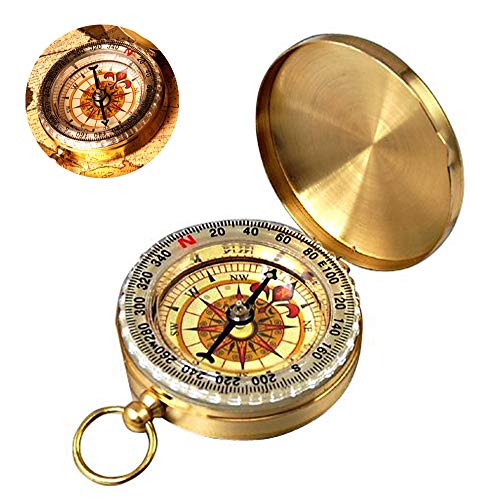 Kompass Outdoor,Wasserdicht Kompas, Messing Portable Kompass mit Leuchtziffern, Navigation Sprungdeckel Compass Wandern für Camping Wandern und Andere Outdoor Aktivitäten