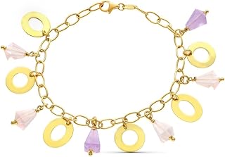 Pulsera Oro 18k motivo circulos circonitas color lila morado