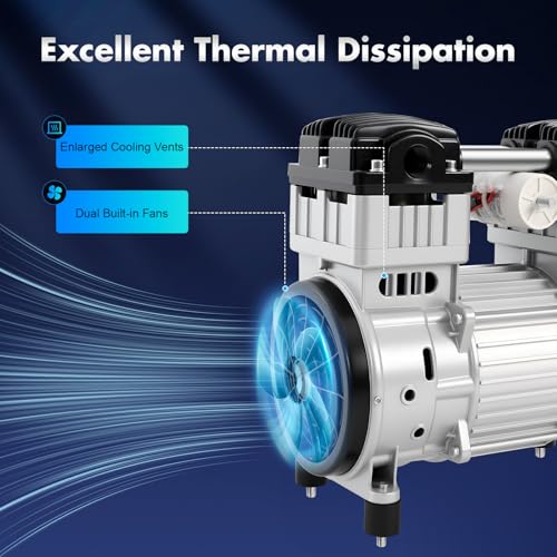 Bomba de Vacío Rotativa de Paleta Sin Aceite 1100W, 7CFM, 116PSI, 680mmHg para HVAC, Reparación de AC Automotriz, Lab Dental - 110V miniatura 4