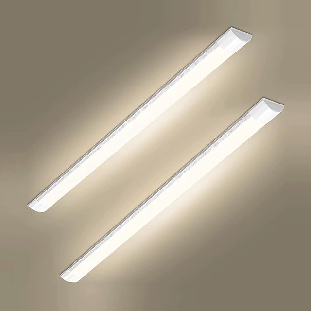 2 Packs 2FT LED Batten Light,20W LED Tube Light Ceiling Surface Mounted Light Natural White 4000K 2000LM 180 °Beam Angle Ceiling Light for Shop,Office,Living Room,GarageWarehouse, Kitchen