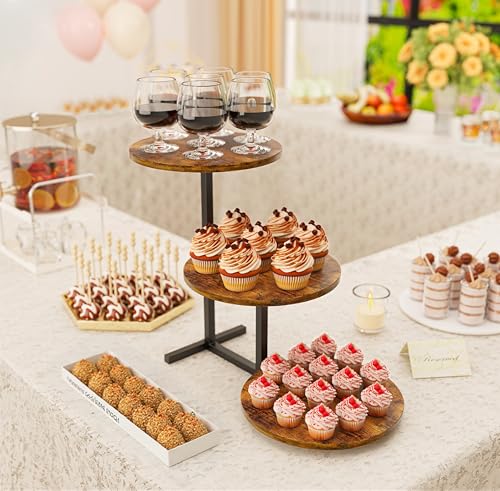 Emfogo 3-Tier Wooden Cupcake Stand for 50 Cupcakes - Image 5