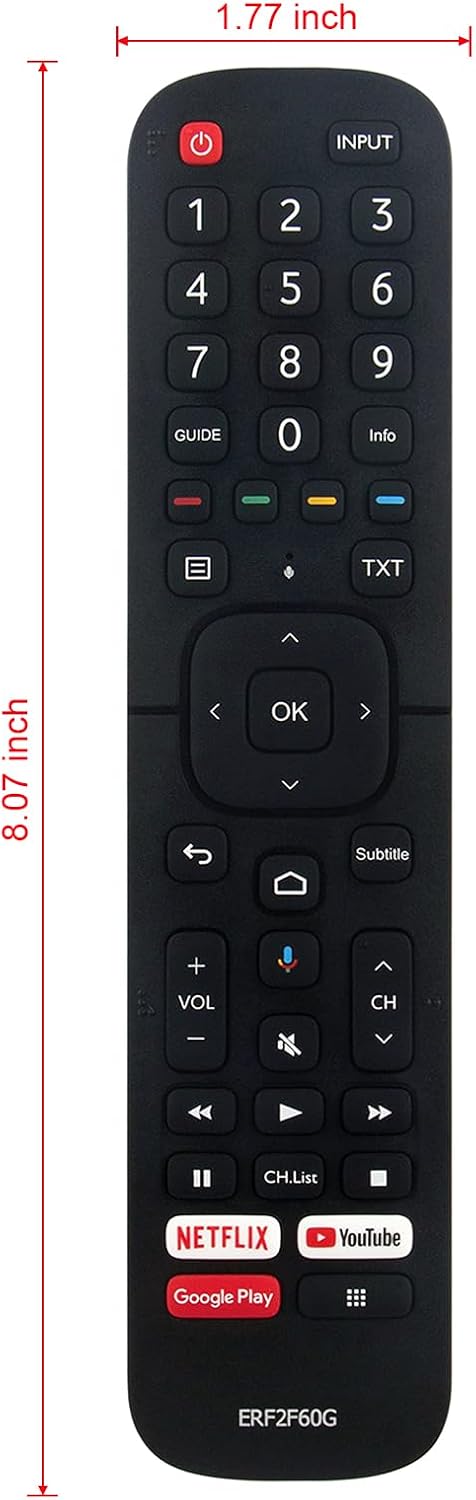 Dimensions of the VINABTY ERF2F60G Voice Remote Control.
