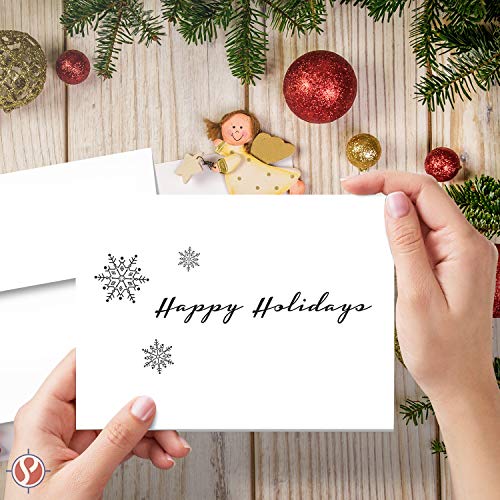 Snowflake Christmas 25 "Happy Holiday" Cards & Envelopes - 4.5" X 6" Cards When Folded (Card 1) #TOP2