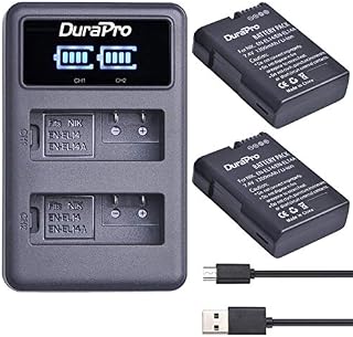 DuraPro 2Packs EN-EL14 EL14A Battery + LED Dual USB Charger for Nikon EN-EL14 EN-EL14a Nikon P7800 7700 7100 7000 D5600 D5500 D5300 D5200 D5100 3000 Series D3400 D3300 D3200 D3100 DLSR and More