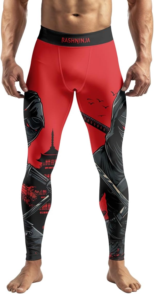 Cyber Men’s MMA Spats - Fit Tight Compression Leggings for Jiu Jitsu BJJ Workout & Training