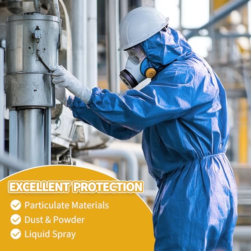 RAYGARD 2 Pack Hazmat Suits, Super Material SMS Coveralls with Hood and Elastic Wrists for Painting Industrial in Royal Blue Size Large