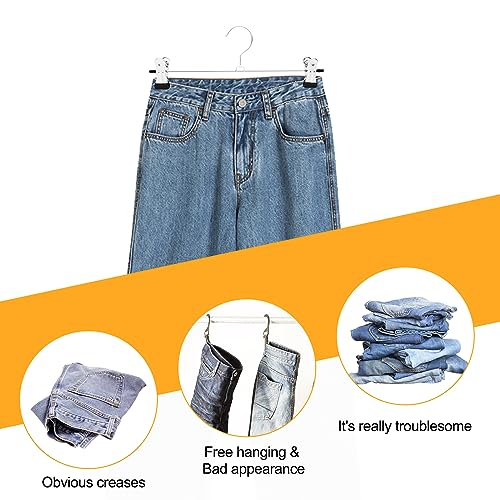 Baxcdyswe 20 Stück Hosenbügel, 30cm Kleiderbügel Gummiert Mit Anti-Rutsch Klammern Metall Rockbügel, Platzsparend Clips, Hosenkleiderbuegel Mehrfach Hosenkleiderbügel für Hosen Röcke Unterwäsche