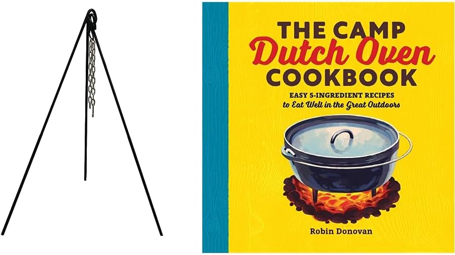 Stansport Heavy-Duty Steel Cooking Tripod (15997) & The Camp Dutch Oven Cookbook: Easy 5-Ingredient Recipes to Eat Well in The Great Outdoors