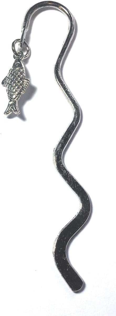 FizzyButton Gifts Silver Tone Mini Bookmark with Fish Silver Tone Charm in Gift Bag