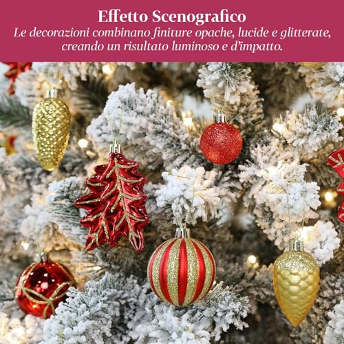 Décorations d'arbre de Noël kit boules fleurs étoiles rouge or incassables