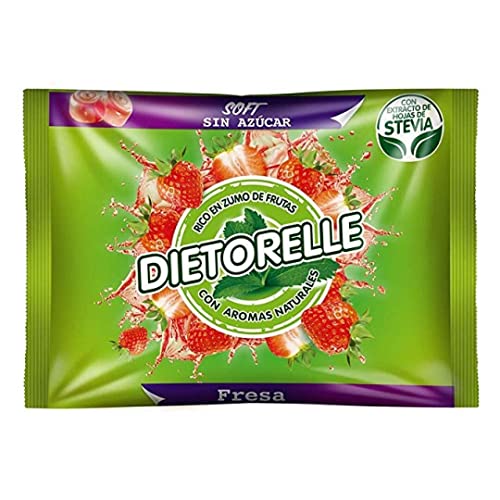 Dietorelle - Caramelle Morbide Fragola, Senza Zucchero e Senza Gelatina Animale, 100% Vegan - Sacchetto da 800 gr