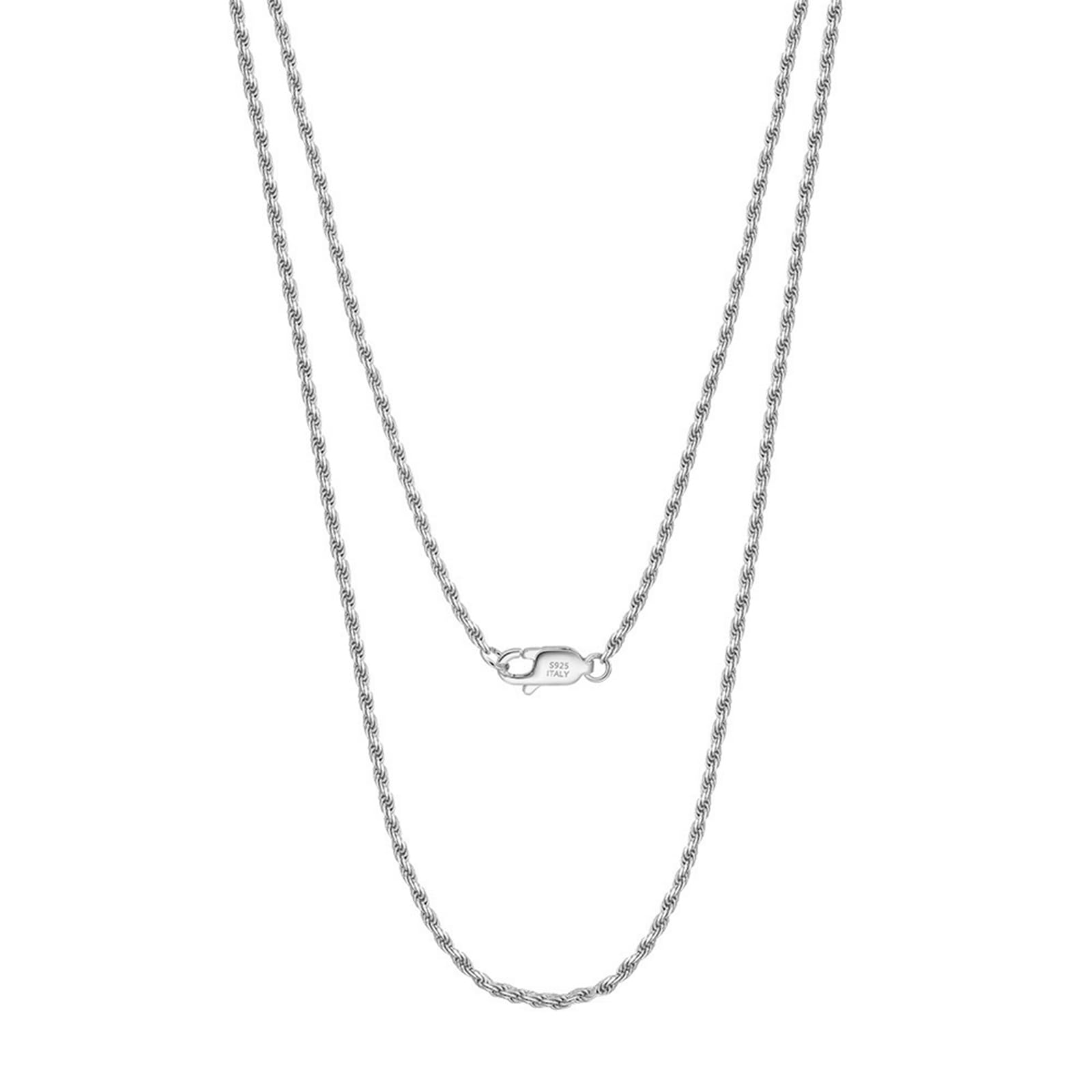 Ciondolo Donna Argento, Collana con Catena a Corda da 1,5 mm in 925 Argento per Donne, Lunghezza 40/45/50/55/60cm