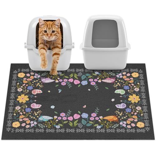 Unicorn Catcher 33x22 inches Cat Litter Mat Non-Slip Bottom Litter Box Mat Urine-Proof Soft Litter Mat for Cats Waterproof Pads Protects Floors Cat Mat for Litter Box Pet Supplies