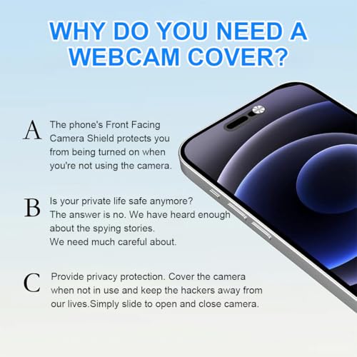 DIFLAX 2 Stück Frontkamera-Abdeckung, Webcam-Abdeckung, kompatibel mit Phone 14 Pro Max/15/15Plus/15Pro/15Pro Max/16/16Plus/16Pro/16Pro Max/17,schützt Privatsphäre und Sicherheit, beeinträchtigt Nicht