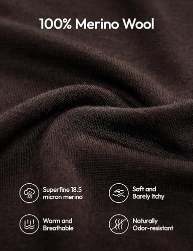 Innophra Womens 190 Merino Wool Base Layer Shirt - Hiking Outdoor Casual Long Sleeve Thermal Underwear Soft Breathable Tops Hot Fudge Brown Small