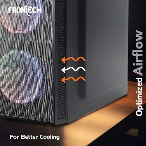 Image of Frontech Rainbow Silver Premium Computer Cabinet, Dual 120mm Rainbow Fans, USB 3.0, Optimised Airflow, Transparent Side Panel - Silver Premium Range (FT-4336)