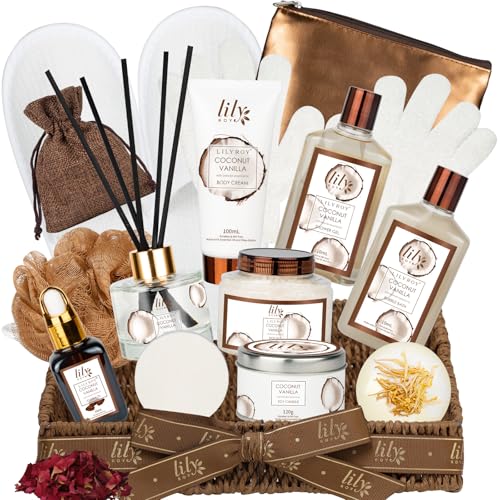 Image of Coconut Vanilla Spa Gift Set, 26Pcs Premium Spa Gift Baskets for Women