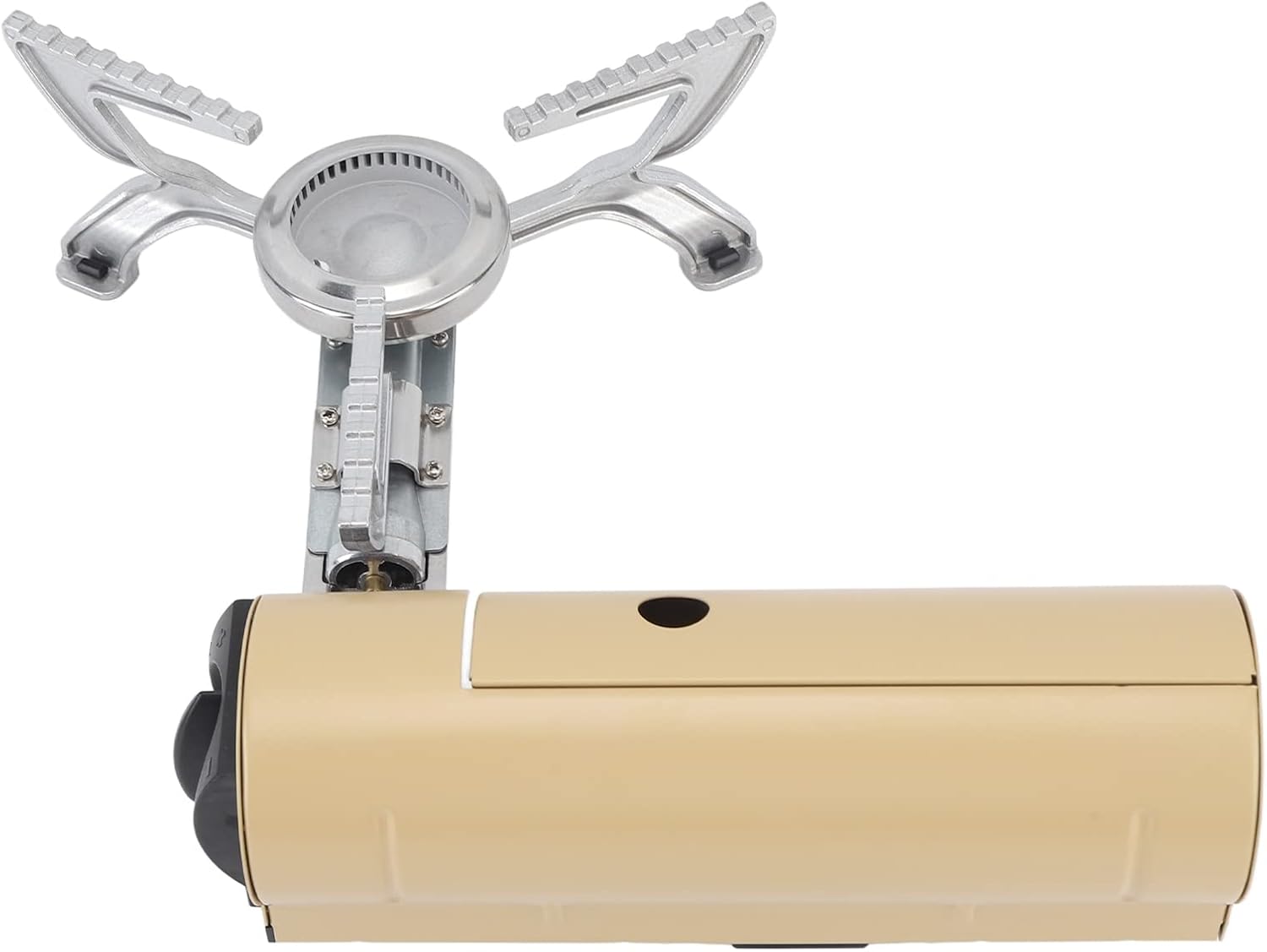 DAUZ Butane Cassette Furnace, Magnetic Suction Valve Heat Conducting Sheet Stainless Steel Outer Foldable Cassette Stove for 10-26cm Pot for Family Picnics (Khaki)