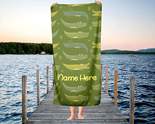 Extra Large Personalized Alligator Towel For Kids - Oversized Thick Cotton Custom Travel Beach Pool And Bath Towels For Adults Toddler Baby Boys Girls Elsa… #TOP5