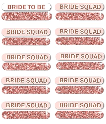 Bridal Shower Favors - Set of 20: (2) Bride to Be & (18) Bride Squad Rose Gold Sparkle Nail Files - Bachelorette Party Survival Kit Fillers - Emery Board (2Brd18Bsq) RG