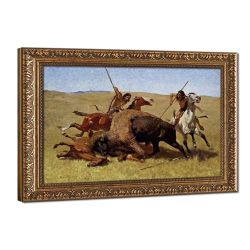 Impression sur toile Frederic Remington The Buffalo Hunt haut de gamme 50,8x76,2 cm