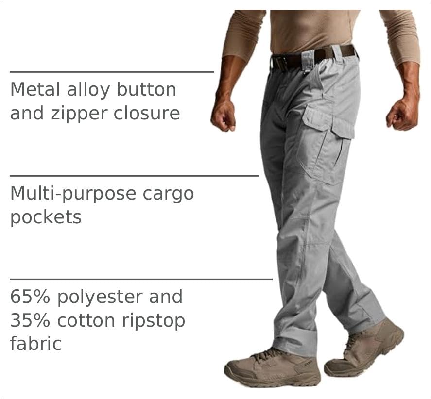Image of CQR Men's Tactical Pants, Water Resistant Ripstop Cargo Pants, Lightweight EDC Work Hiking Pants, Outdoor Apparel